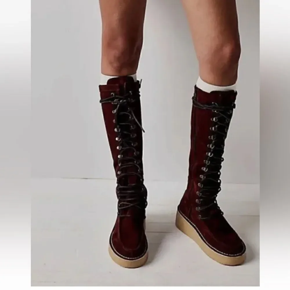 FREE PEOPLE Ava Tall Lace Up Boots